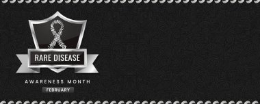 Nadir Hastalık Farkındalık Ayı afişi, Zebra Renkli Siyah ve Beyaz kurdele, kalkan ve metin için yer. Bayrak ya da Başlık için Tasarım.