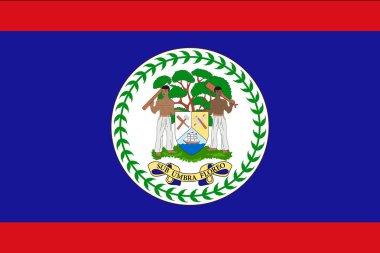 Bayrak, resmi renkler ve doğru orantı. Ulusal Belize bayrağı. Vektör illüstrasyonu.