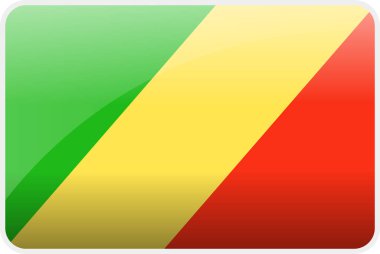 Kongo Brazzaville Ülkesinin Bayrak Simgesi, Ulusal Vekil Bayrağı Iconic Sembolü ve Kongo Brezilya Bayrağı Renkleri.
