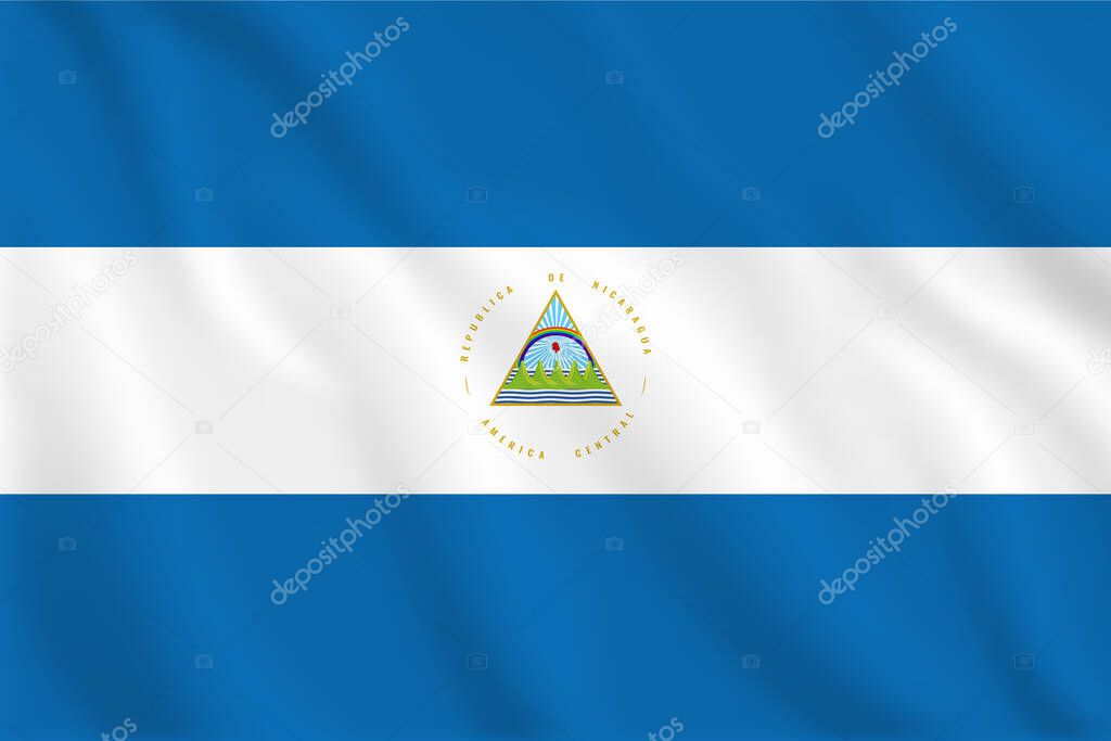 3d illustration waving flag of Nicaragua. Vector flag of Nicaragua. Symbol of Nicaragua