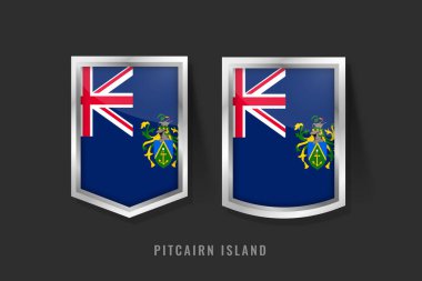 Pitcairn Adası Etiket Logosunun Vektör İllüstrasyonu. Rozetli Pitcairn Adası Rozet Tabelası