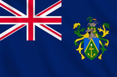 Pitcairn Adaları 'nın 3D resimli bayrağı. Pitcairn Adaları 'nın vektör bayrağı. Pitcairn Adalarının Sembolü