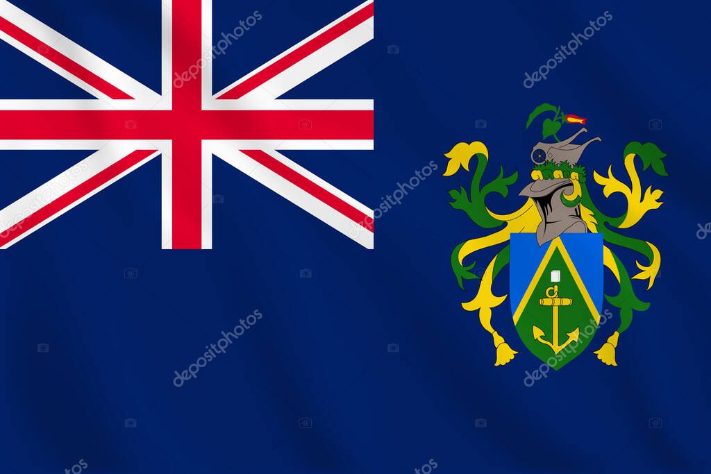 3d illustration waving flag of Pitcairn Islands . Vector flag of Pitcairn Islands . Symbol of Pitcairn Islands