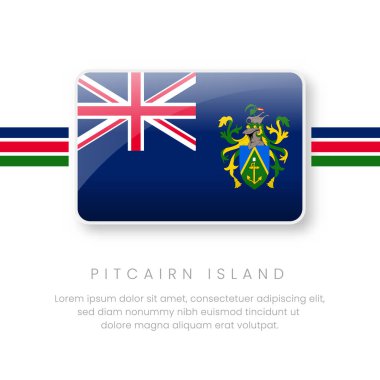 National Pitcairn Adaları Bayrağı. Pitcairn Adaları Düğme Bayrağı. Gerçekçi Ulusal Bayrak Tasarımı ve Vektör Şablonu.