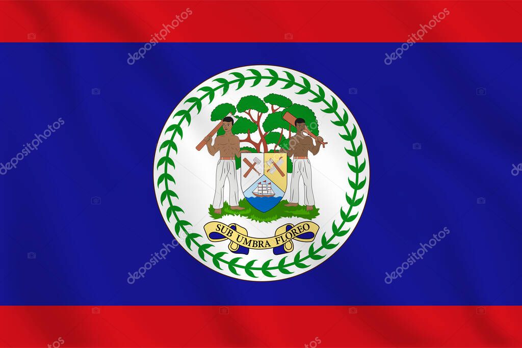 3d illustration waving flag of Belize. Vector flag of Belize. Symbol of Belize.