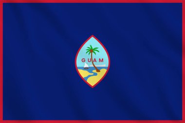 Guam 'ın 3D resimli bayrağı sallanıyor. Guam 'ın vektör bayrağı. Guamanian bayrağının sembolü.
