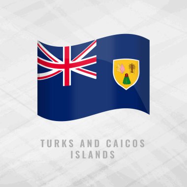 3D görüntü Turks ve Caicos Adaları 'nın bayrağını dalgalandırıyor. Türk ve Caicos Adalarının Gri Arkaplan Sembolü.