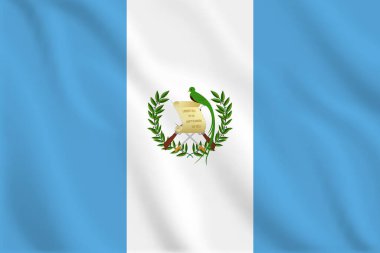 Guatemala 'nın 3D resimli bayrağı sallanıyor. Guatemala 'nın vektör bayrağı. Guatemala 'nın sembolü.