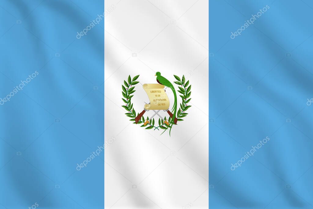 3d illustration waving flag of Guatemala. Vector flag of Guatemala. Symbol of Guatemala.