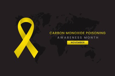 Aylık Karbon Monoksit Zehirleme Bilinci, Sarı ipek kurdeleli açık gri arkaplan tasarımı