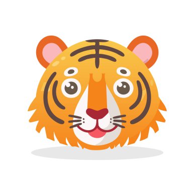 Kaplan Surat 'ın Vektör İllüstrasyonu, Sevimli Hayvan Renkli Yüz Simgesi.