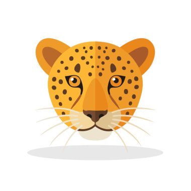 Kaplan suratının vektör çizimi, Sevimli Hayvan yüzlü ikon .