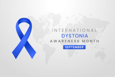 Dystonia Farkındalık Ay arkaplan tasarımı koyu mavi ipek kurdele.