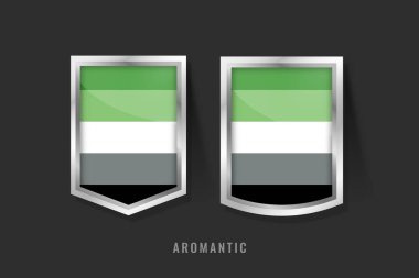 Yeşil, Beyaz, Gri ve Siyah Çizgili Aromantizm, Kimlik ve LGBTQ + Temsil Eden Romantik Onur Bayrağı.