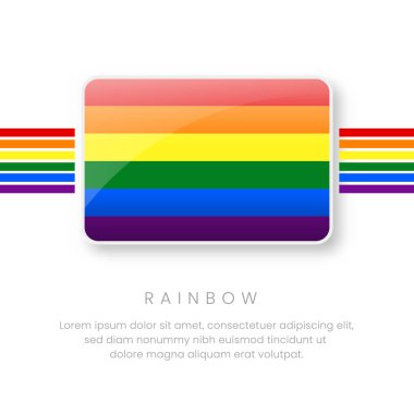 Canlı Gökkuşağı Bayrak Tasarımı Kırmızı, Turuncu, Sarı, Yeşil, Mavi ve Mor Çizgili, LGBTQ + Temsil ve Savunma Projeleri İçin Mükemmel