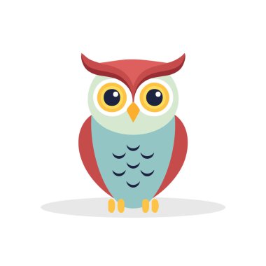 Kırmızı Baykuş Vektör İllüstrasyonu, Simgeler ve dekorlar için Şirin Kuş İllüstrasyonu.