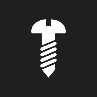 Siyah Arkaplanda Beyaz Vidalı - İnşaat ve Tamir Fastener.