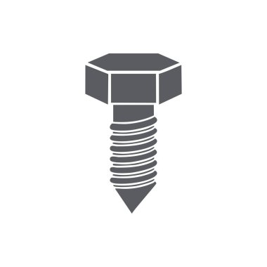 Altıgen başlı, makine mühendisliği ve donanım tasarımında kullanılan Hex bolt vektör simgesi beyaz arka planda izole edilmiş endüstriyel bağlayıcı vida.