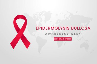 Kırmızı ipek kurdeleli Epidermolysis Bullosa Farkındalık Haftası tasarımı.