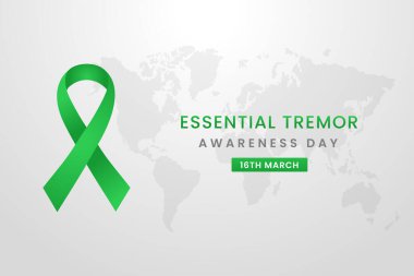 Yeşil ipek kurdeleli Temel Titreşim Bilinci Günü arkaplan tasarımı.