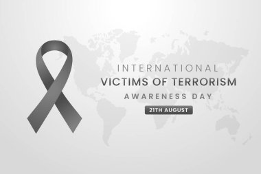 Gri ipek kurdeleli Terör mağdurları farkındalık günü arkaplan tasarımı.