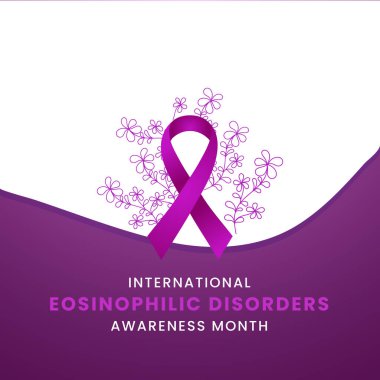 Magenta ipek kurdelesiyle Eozinofi Bozukluğu Farkındalık Ay arkaplan tasarımı.