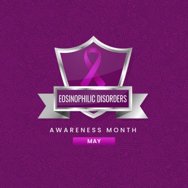 Magenta ipek kurdelesiyle Eozinofi Bozukluğu Farkındalık Ay arkaplan tasarımı.