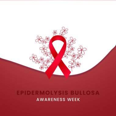 Kırmızı ipek kurdeleli Epidermolysis Bullosa Farkındalık Haftası tasarımı.
