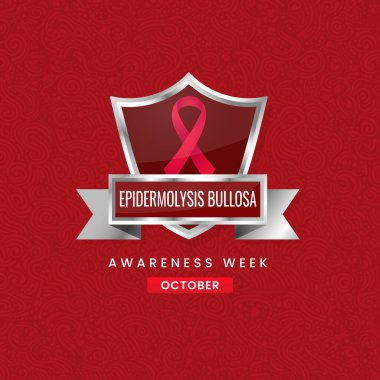 Kırmızı ipek kurdeleli Epidermolysis Bullosa Farkındalık Haftası tasarımı.