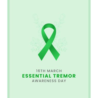 Yeşil ipek kurdeleli Temel Titreşim Bilinci Günü arkaplan tasarımı.