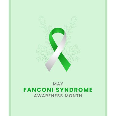 Yeşil ipek kurdeleli Fanconi Sendromu Aylık Farkındalık Tasarımı.