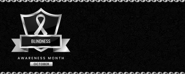 Körlük Farkındalığı Ayı afişi, beyaz kurdeleli, kalkanlı ve yazılı. Bayrak ya da Başlık için Tasarım.