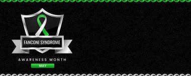 Fanconi Sendromu Ayın Farkındalığı afişi, Yeşil Beyaz kurdele, kalkan ve metin için alan. Bayrak ya da Başlık için Tasarım.