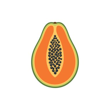 Dilimlenmiş Papaya Resimleri Turuncu Et ve Siyah Tohumlarla.