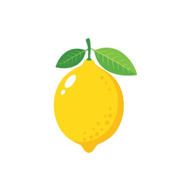Yeşil Yapraklı Parlak Sarı Limon, Taze Citrus Meyve Simgesi.