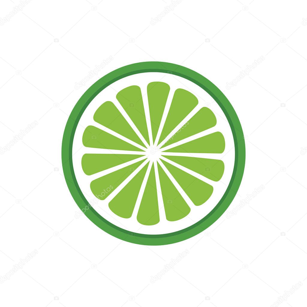 Vibrant Green Lime Slice , Fresh Citrus Fruit Icon for Beverages and Healthy Food Designs.
