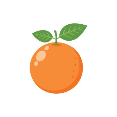 Yeşil Yapraklı Canlı Portakal, Taze Citrus Meyve Simgesi.