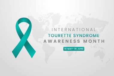 Teal ipek kurdeleli Tourette Sendromu Aylık Farkındalık Tasarımı.