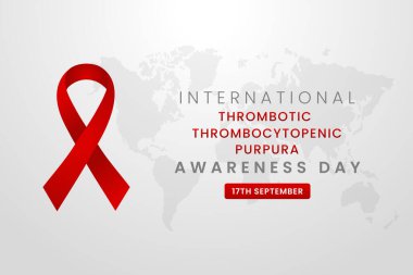 Kırmızı ipek kurdeleli trombotik Thrombocytopenic Purpura Farkındalık Günü arka plan tasarımı.