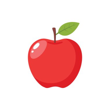 Beyaz arkaplanda yeşil yapraklı Apple 'ın vektör illüstrasyonu.