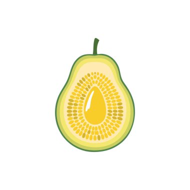 Papaya Resimleri Açık Kesim, Yeşil Deri ve Siyah Tohumlu Tropikal Meyve Grafiği.