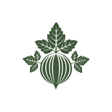 Taze Yeşil Bektaşi Böğürtlen Simgesi ile Satırda Yapraklar Sanat Tarzı Gösterimi.