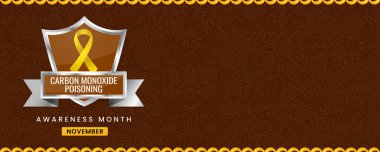 Karbon Monoksit Zehirleme Kalkanı Farkındalık kampanyası afişi. Gradyan pastel açık sarı arka planda sarı kurdele sembolleri..