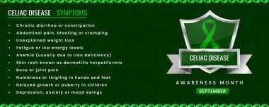 Semptomları olan Çölyak Hastalığı Farkındalığı kurdelesi, Şablon Bazlı Kalkan Tasarımı.