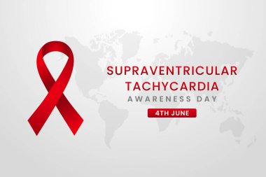 Supraventriküler Taşikardi Farkındalık Günü için kırmızı ipek kurdeleli arka plan tasarımı.