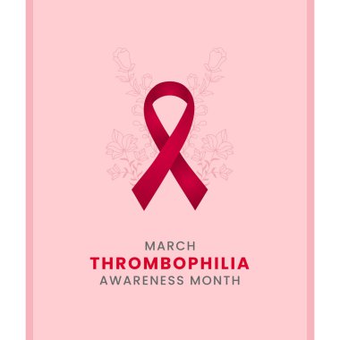 Thrombophilia Farkındalık Ayı için çiçek farkındalığı grafikli kırmızı kurdele.