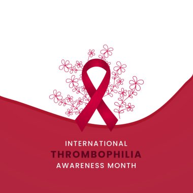 Thrombophilia Farkındalık Ayı için çiçek farkındalığı grafikli kırmızı kurdele.