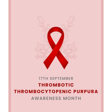 Kırmızı ipek kurdeleli trombotik Thrombocytopenic Purpura farkındalık ayı tasarımı.