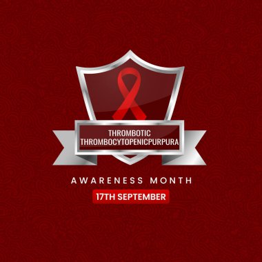 Kırmızı ipek kurdeleli trombotik Thrombocytopenic Purpura farkındalık ayı tasarımı.