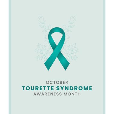 Teal ipek kurdeleli Tourette Sendromu Aylık Farkındalık Tasarımı.